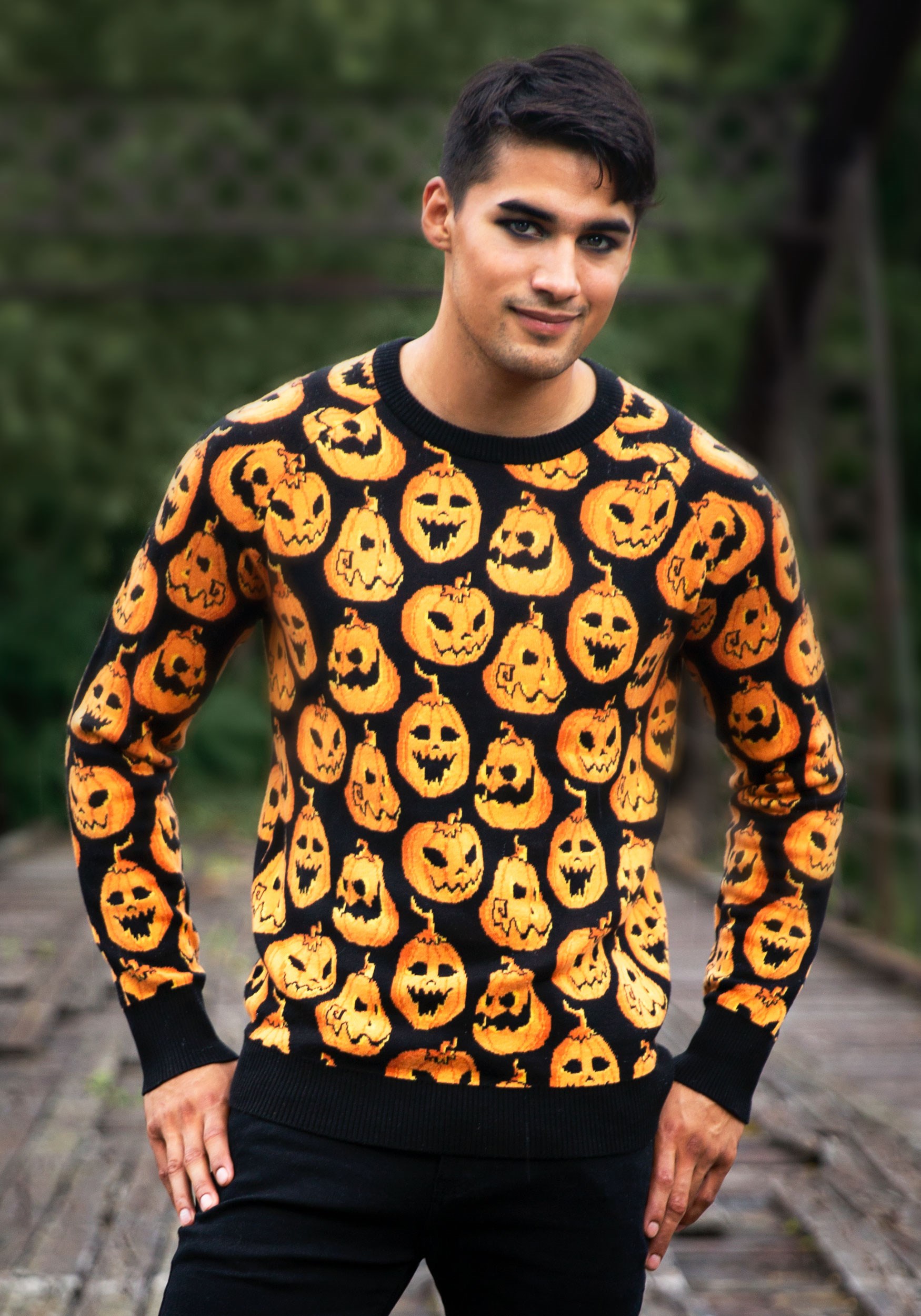 Pumpkin Frenzy Halloween Sweater For Adults