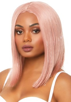 Pink Tinsel Long Bob Wig