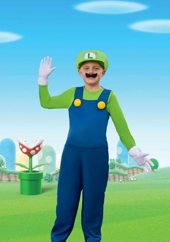 Super Mario Brothers Boys Luigi Deluxe Costume