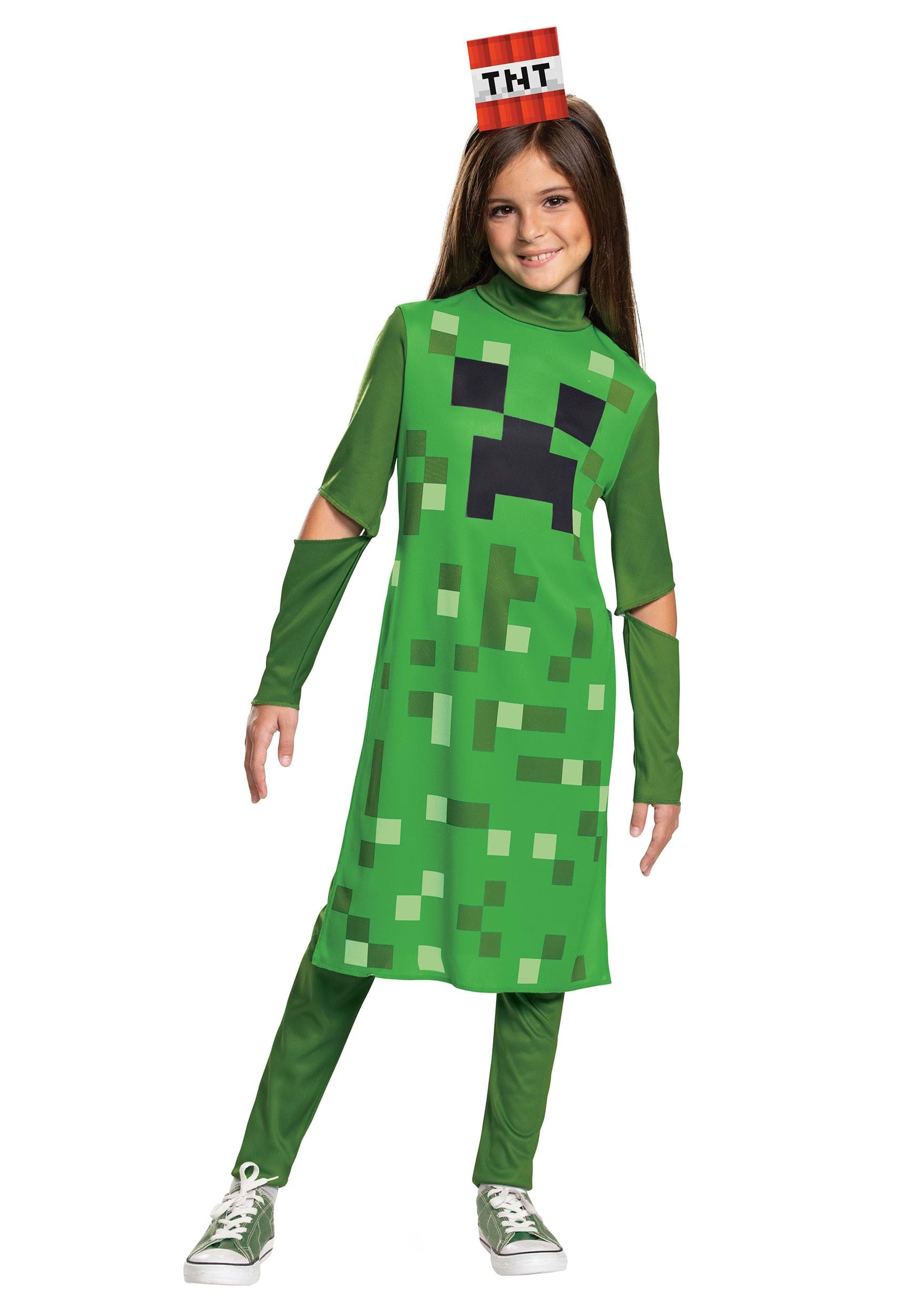 Girl's Minecraft Creeper Classic Fancy Dress Costume