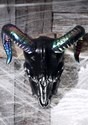 11" Oil Slick Black Ram Skull