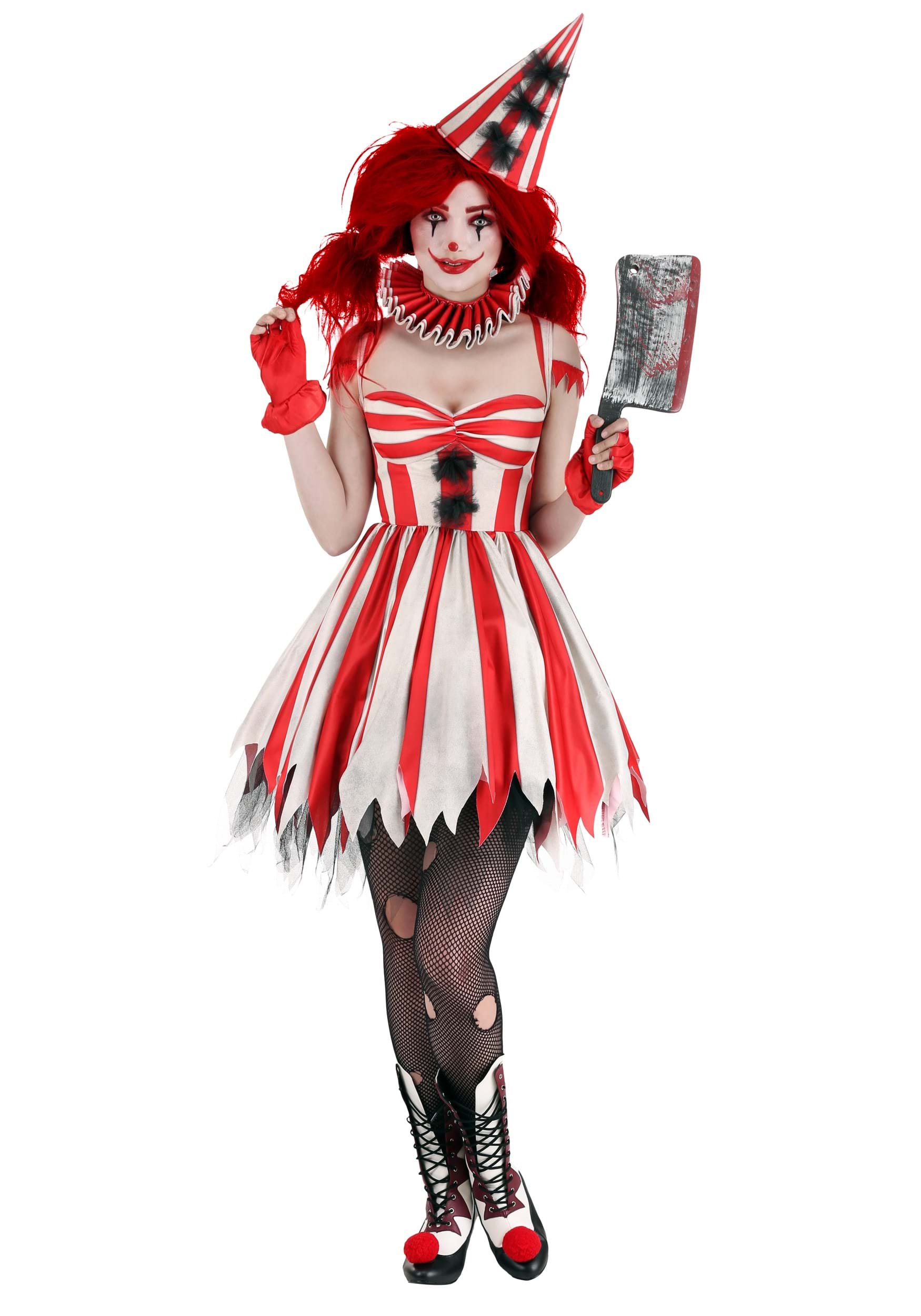 Sinister Circus Clown Fancy Dress Costume Women's