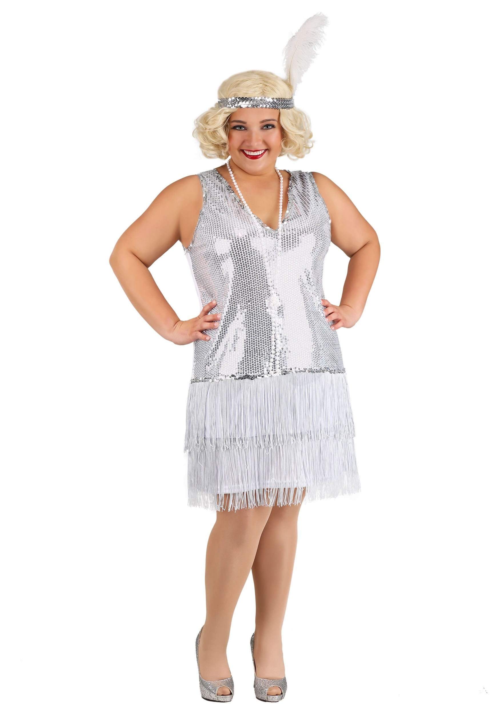 Plus Size Crystal Flapper Fancy Dress Costume For Women