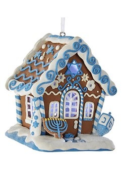 Hanukkah LED Gingerbread House Ornament