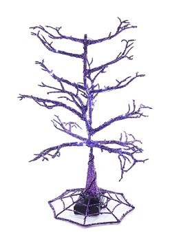 14" Halloween Purple LED Tree
