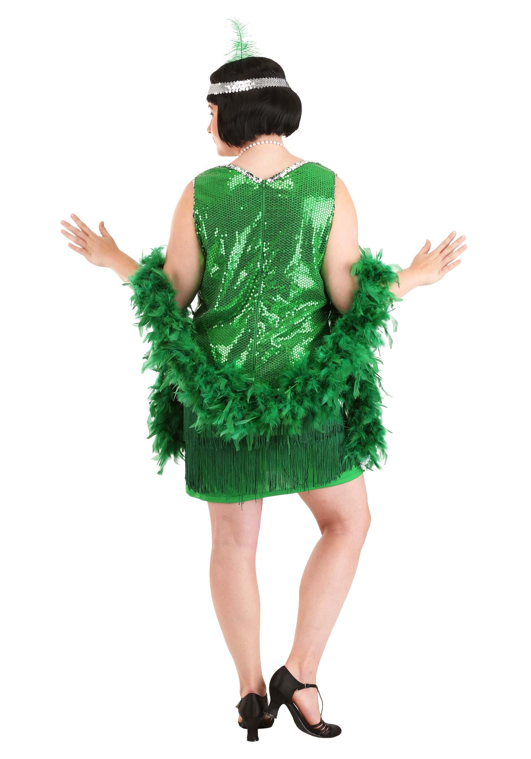 Women's Plus Size Emerald Flapper Halloween Fancy Dress Costume