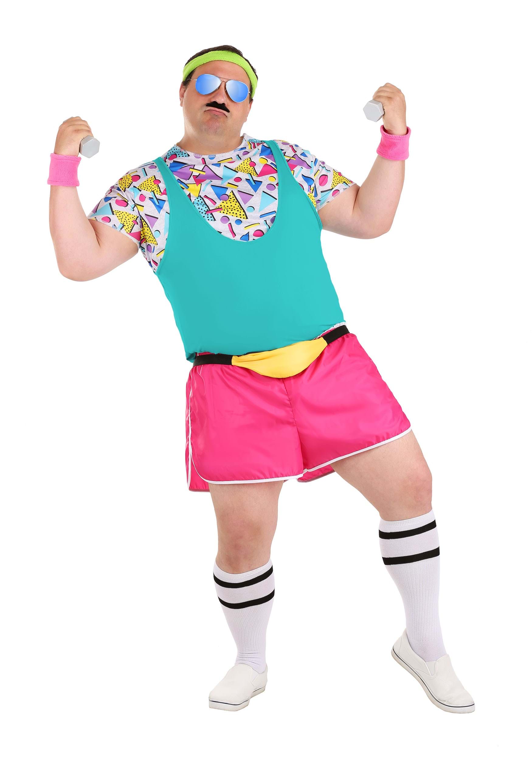 Plus Size Work It Out 80's Costume for Men