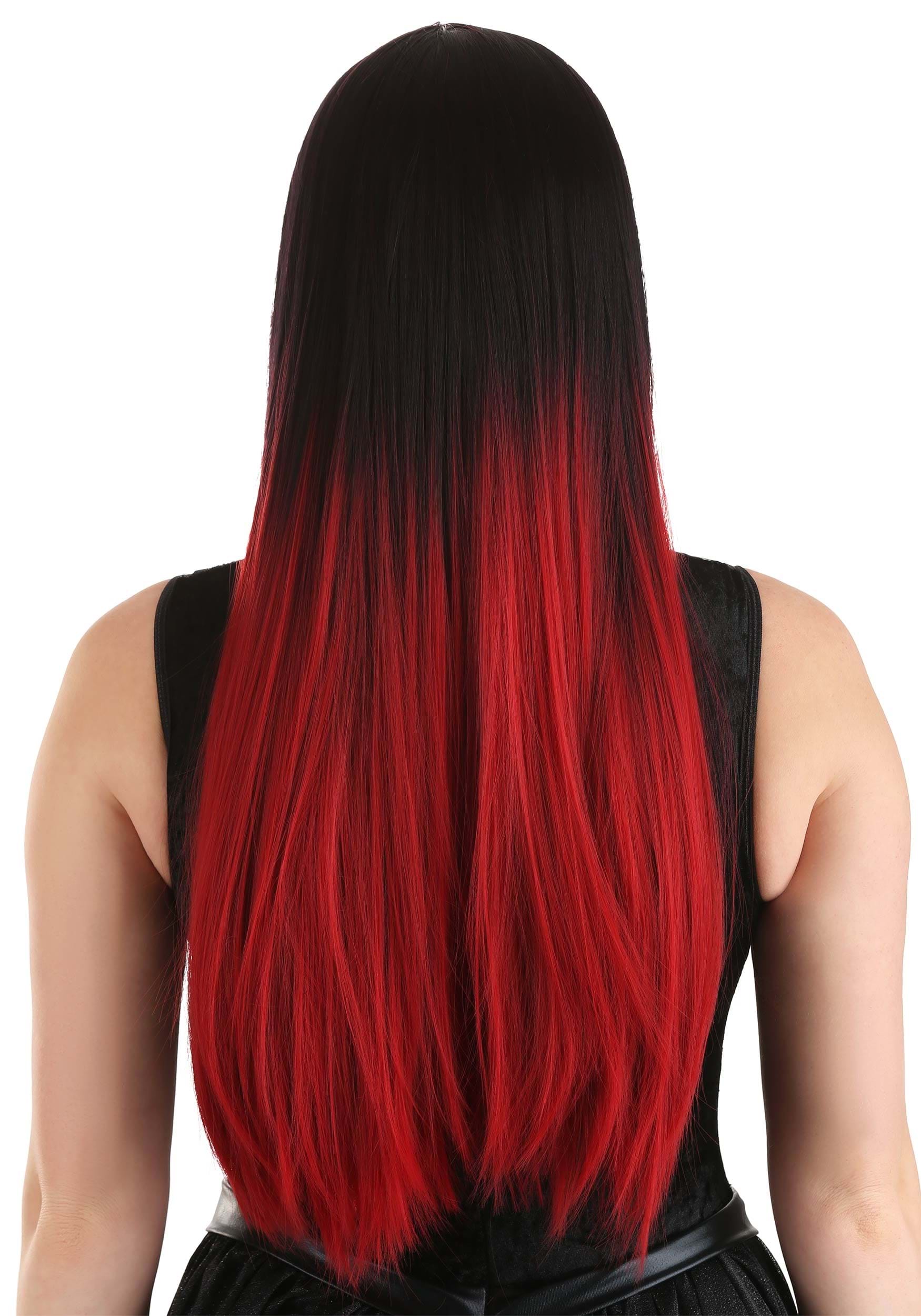 Black And Red Ombre Adult  Wig