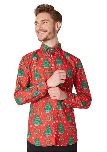 Men's Suitmeister Christmas Trees Red Shirt