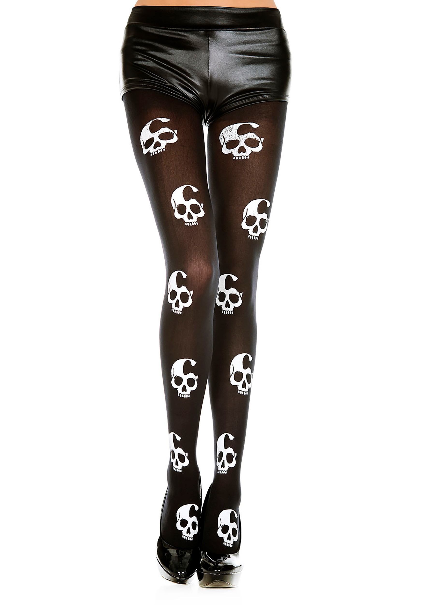 Skull Print Pirate Tights Stockings for Adult Costume