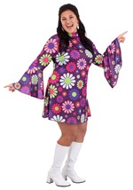 Women's Plus Size Groovy Flower Power Costume Alt 4