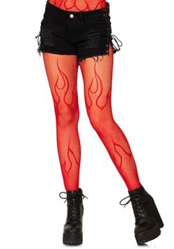 Halloween Devil Horns Black Red Fishnet Thigh Highs Fire Bad Nights Trick treat 