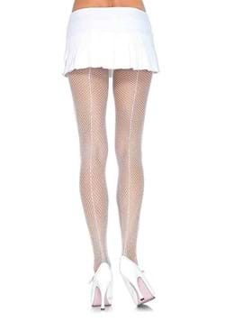 White Fishnet Tights with Backseam