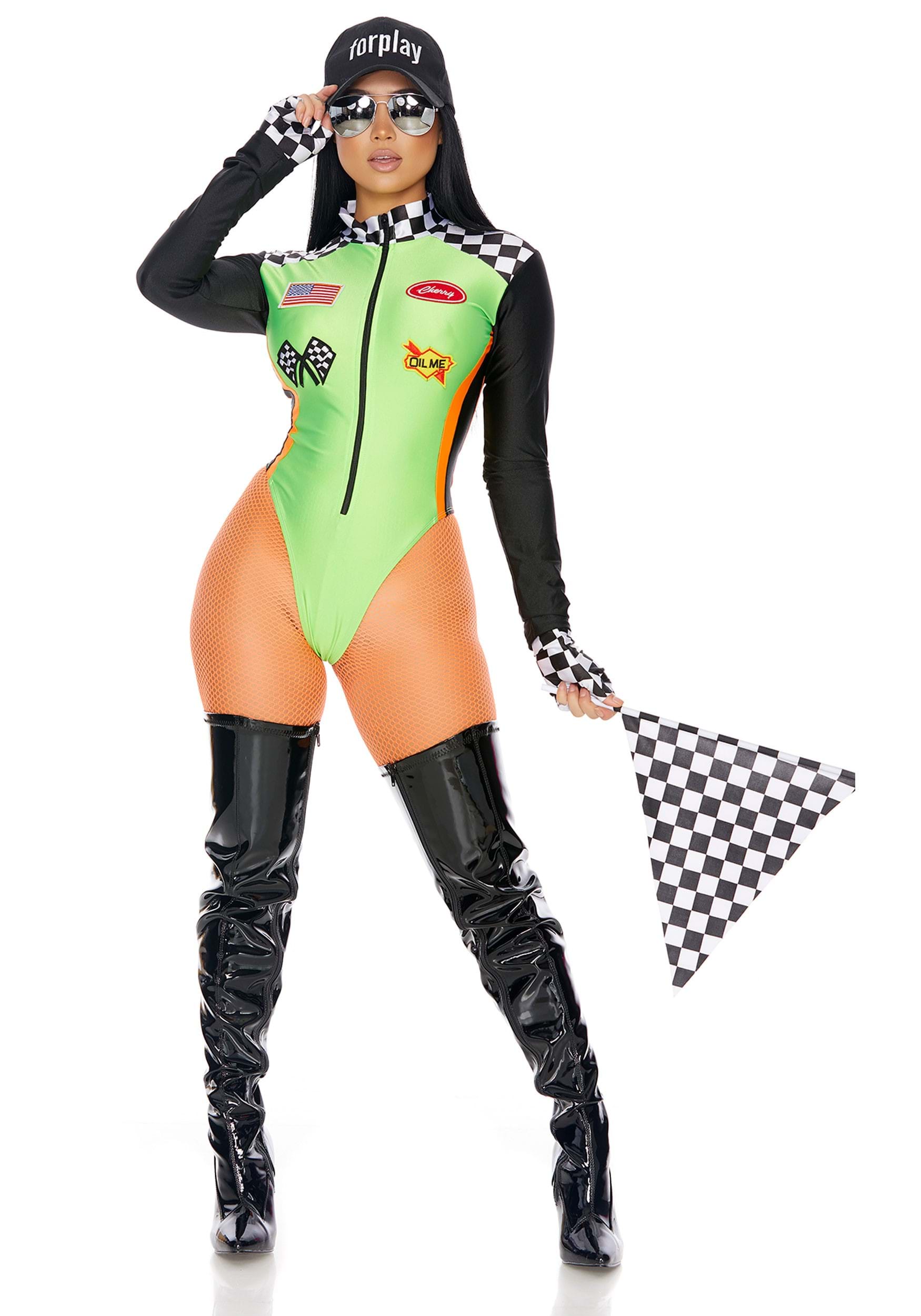 Green Racecar Driver Sexy Women's Fancy Dress Costume