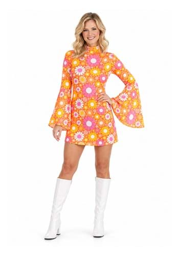 Womens Far Out Flower Dress Costume New Main