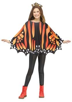 Orange Monrch Butterfly Child Poncho