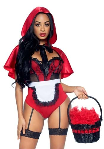 Women's Red Vinyl Boned Bodysuit Costume