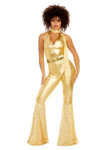 Women's gold Disco Fox Adult Costume
