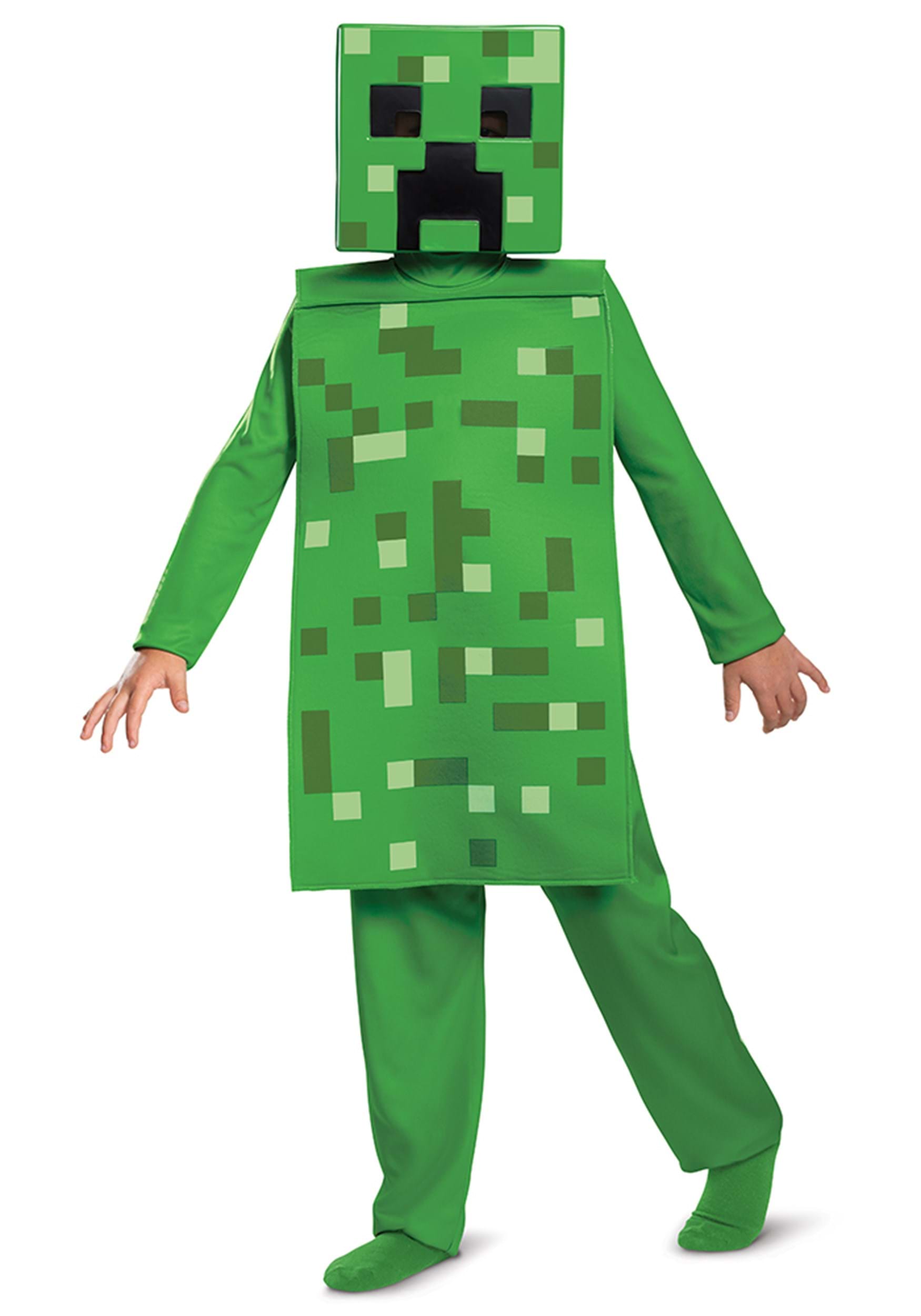 Minecraft Creeper Jumpsuit Fancy Dress Costume For Kids