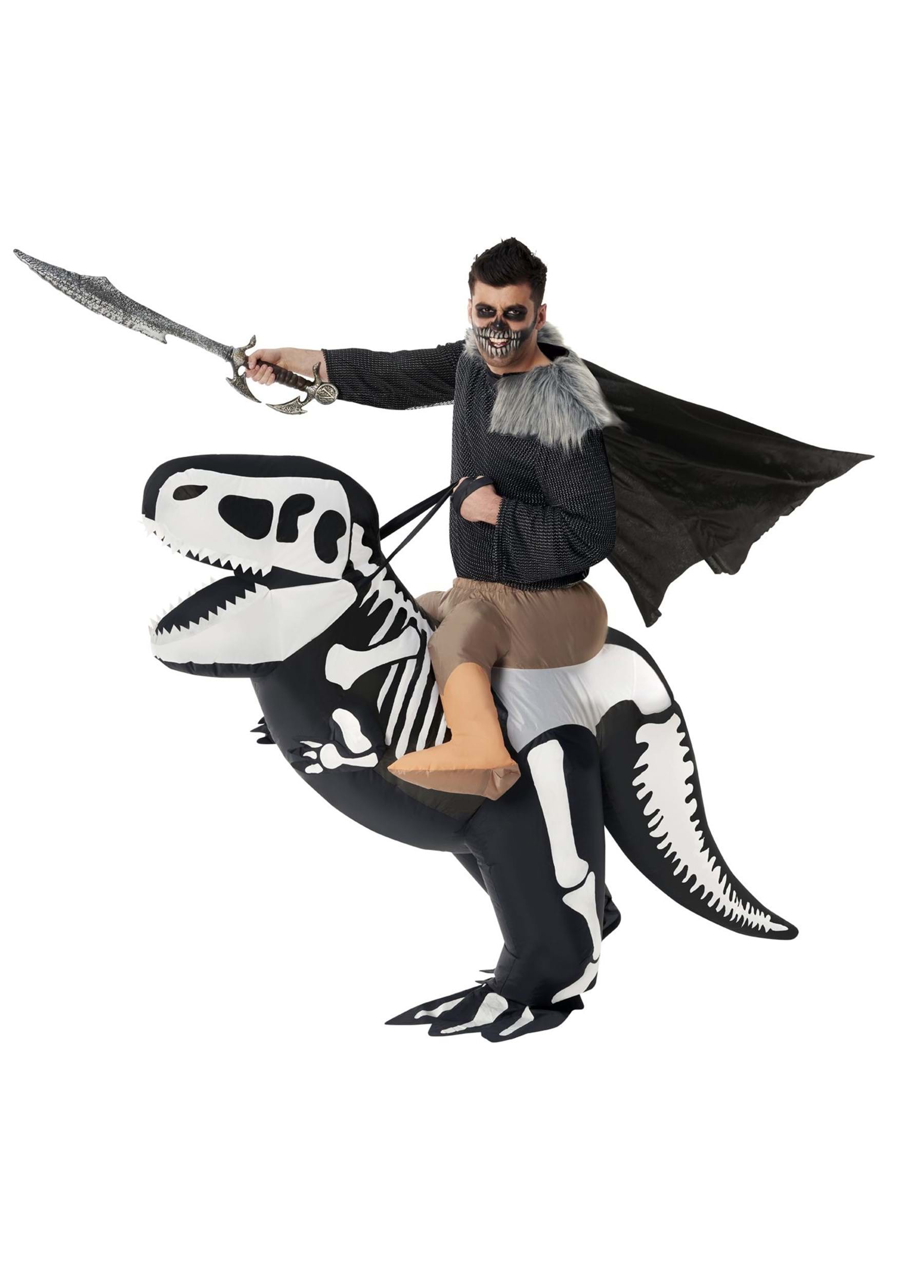 Adult Skeleton T-Rex Ride On Inflatable Fancy Dress Costume