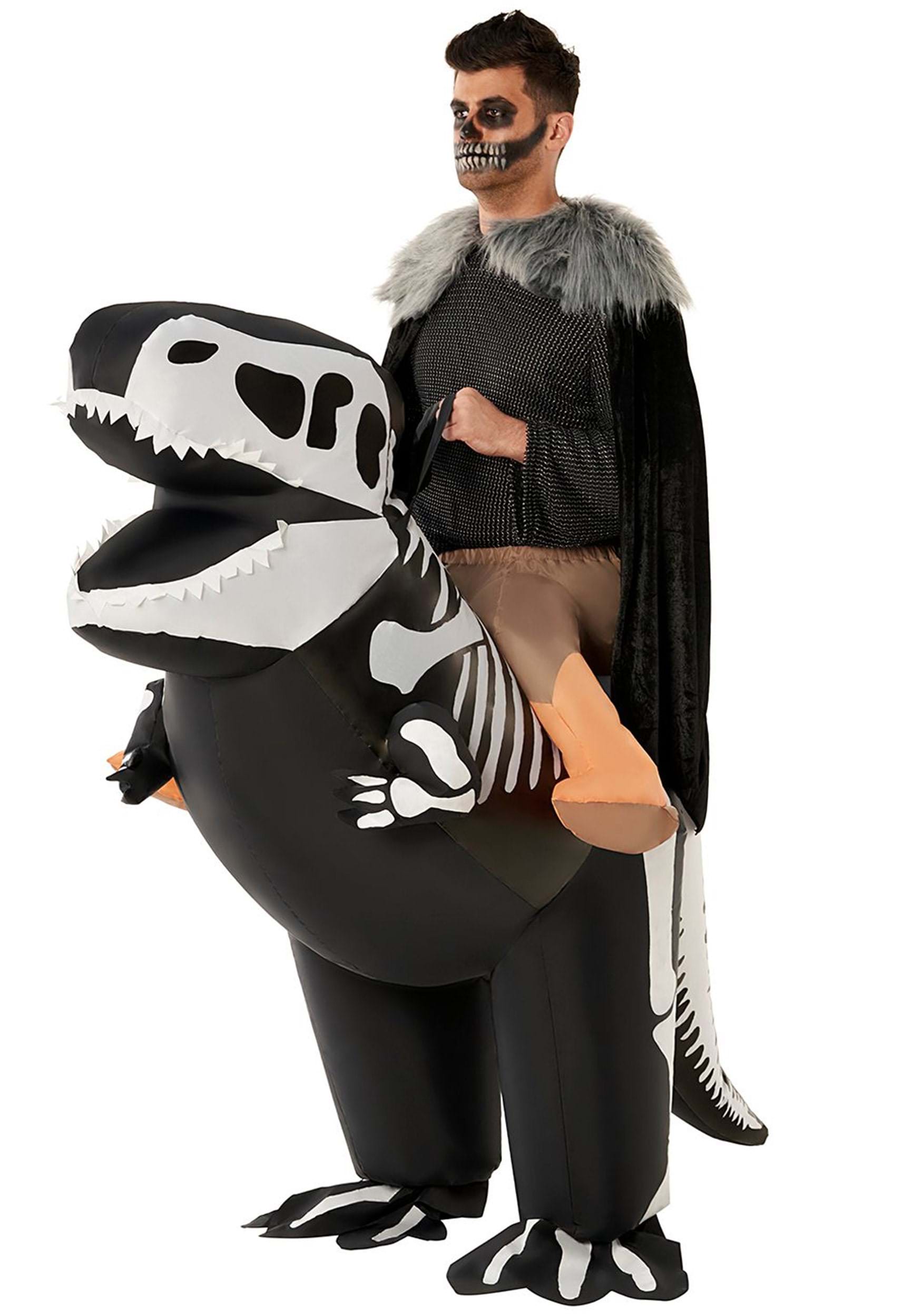 Adult Skeleton T-Rex Ride On Inflatable Fancy Dress Costume