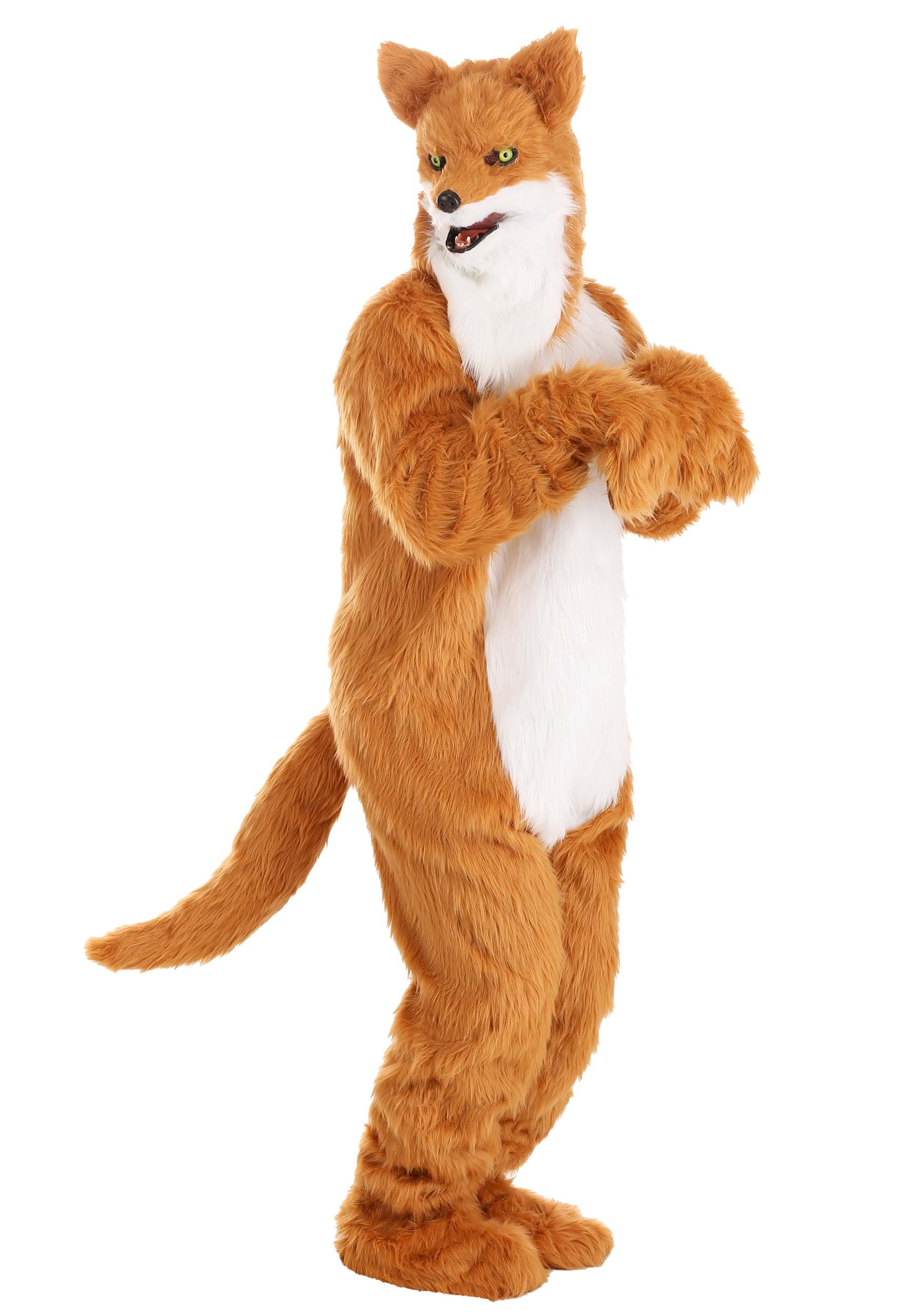 Adult Fox Fancy Dress Costume With Mouth Mover Mask