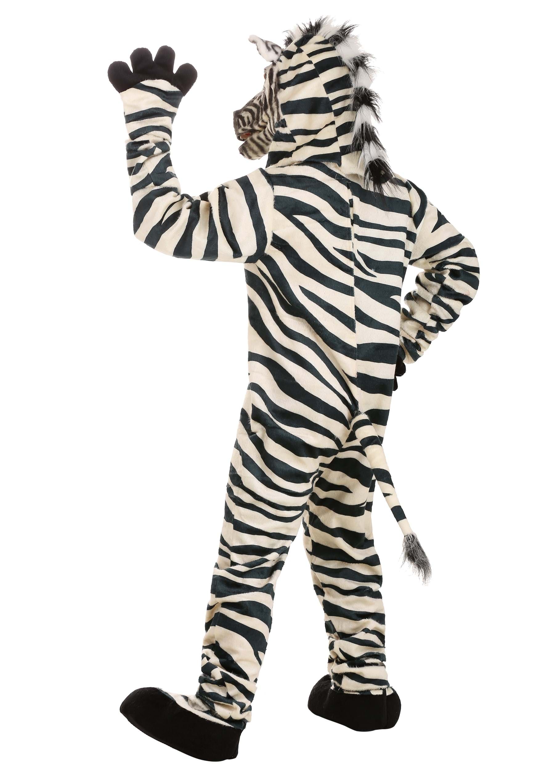Zebra Suit With Mouth Mover Mask For Adults