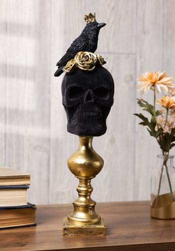 16 Inch Black Velvet Skull with Roses
