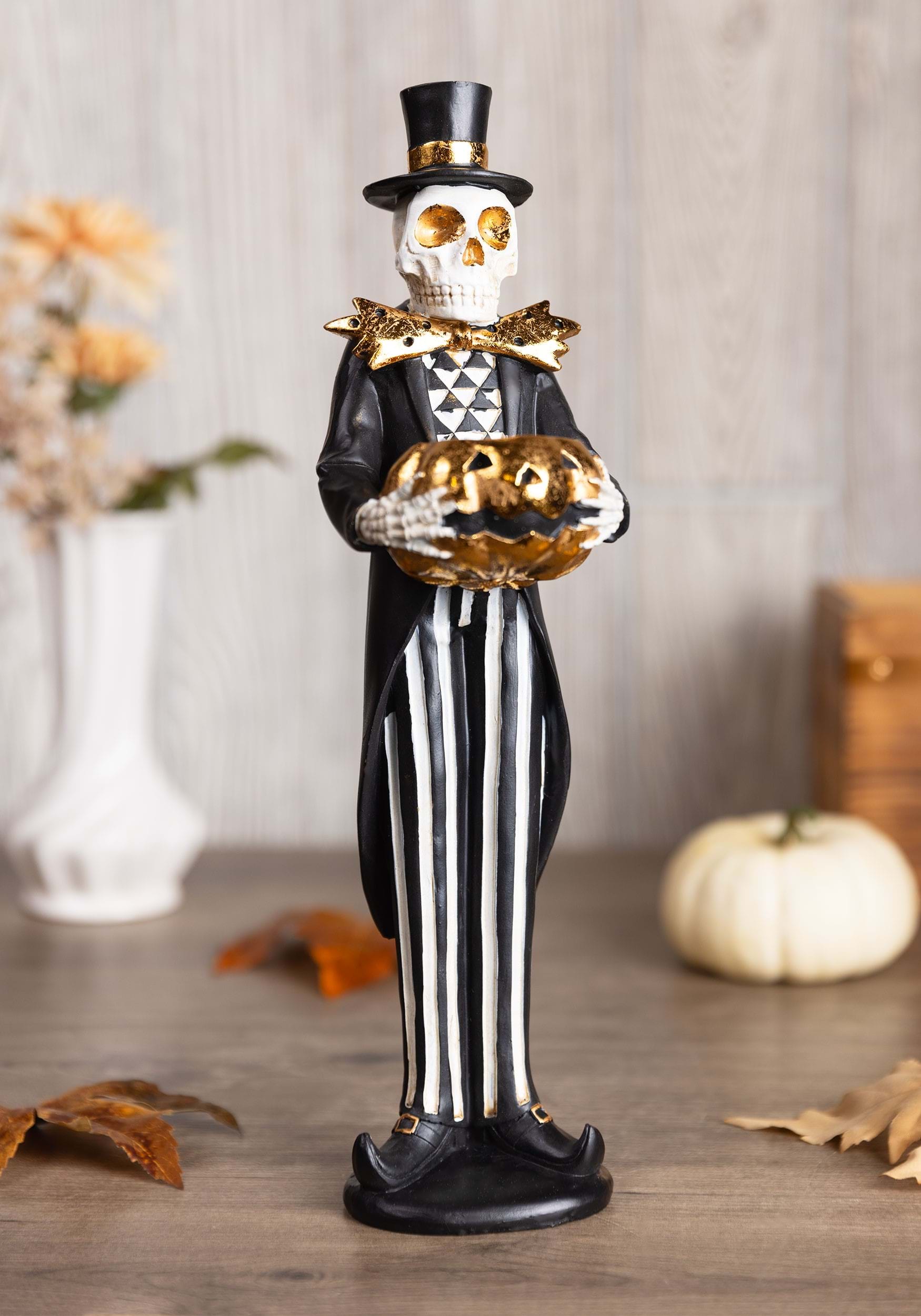 13 Skeleton With Candle Jack 'O Lantern Decorative Figure , Skeleton Decorations