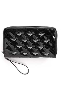Bat Studded Quilted Patent Wallet
