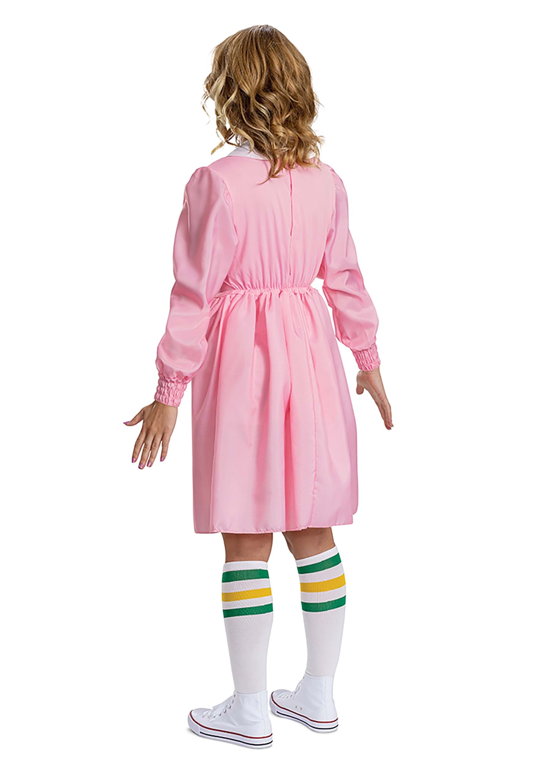 Stranger Things Women's Deluxe Pink Dress Eleven Fancy Dress Costume