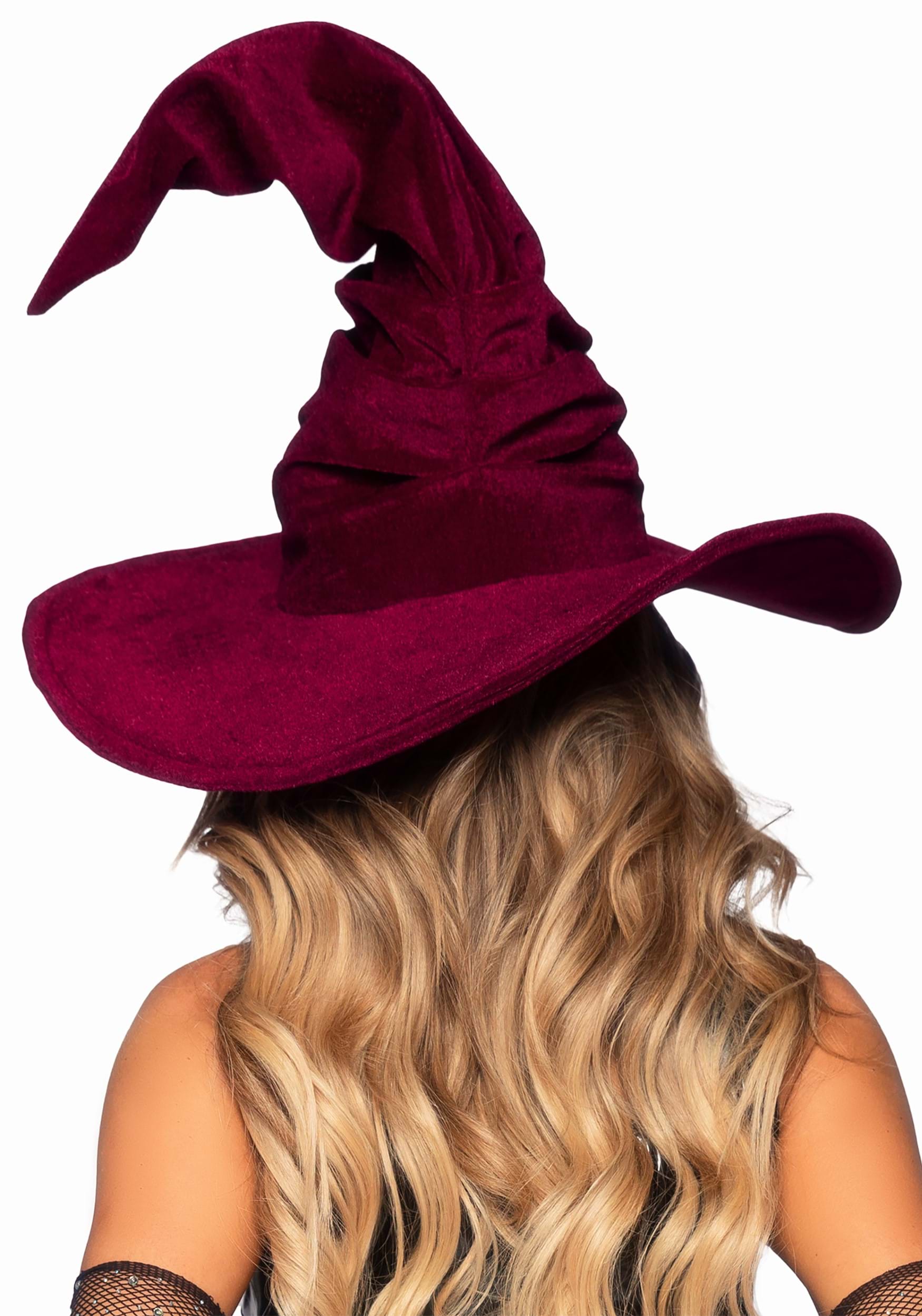 Velvet Burgundy Ruched Witch Hat