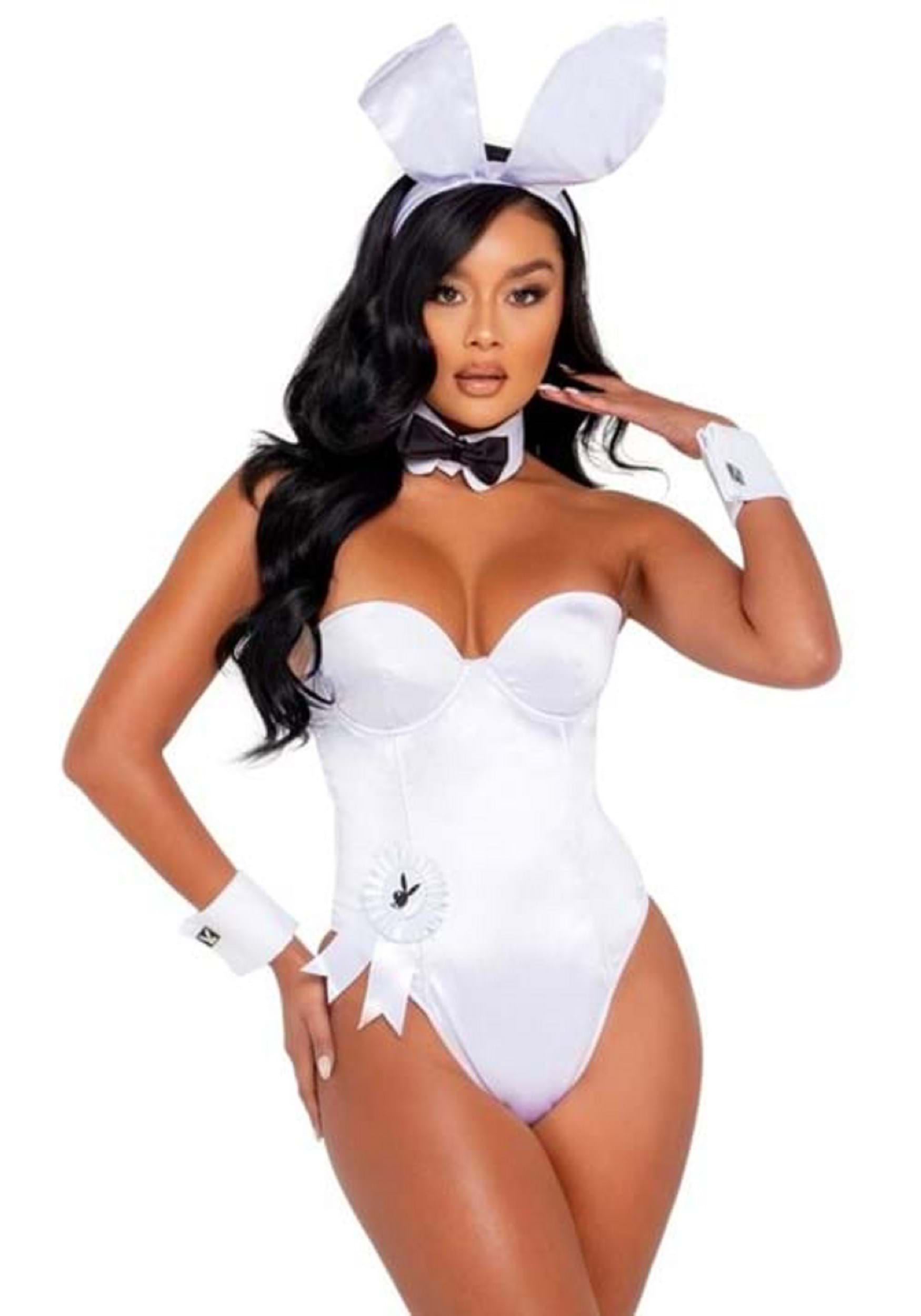 Playboy Women's White Bunny Fancy Dress Costume