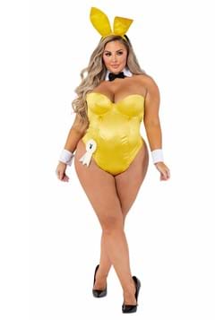 Playboy Plus Size Women's Yellow Bunny Costume