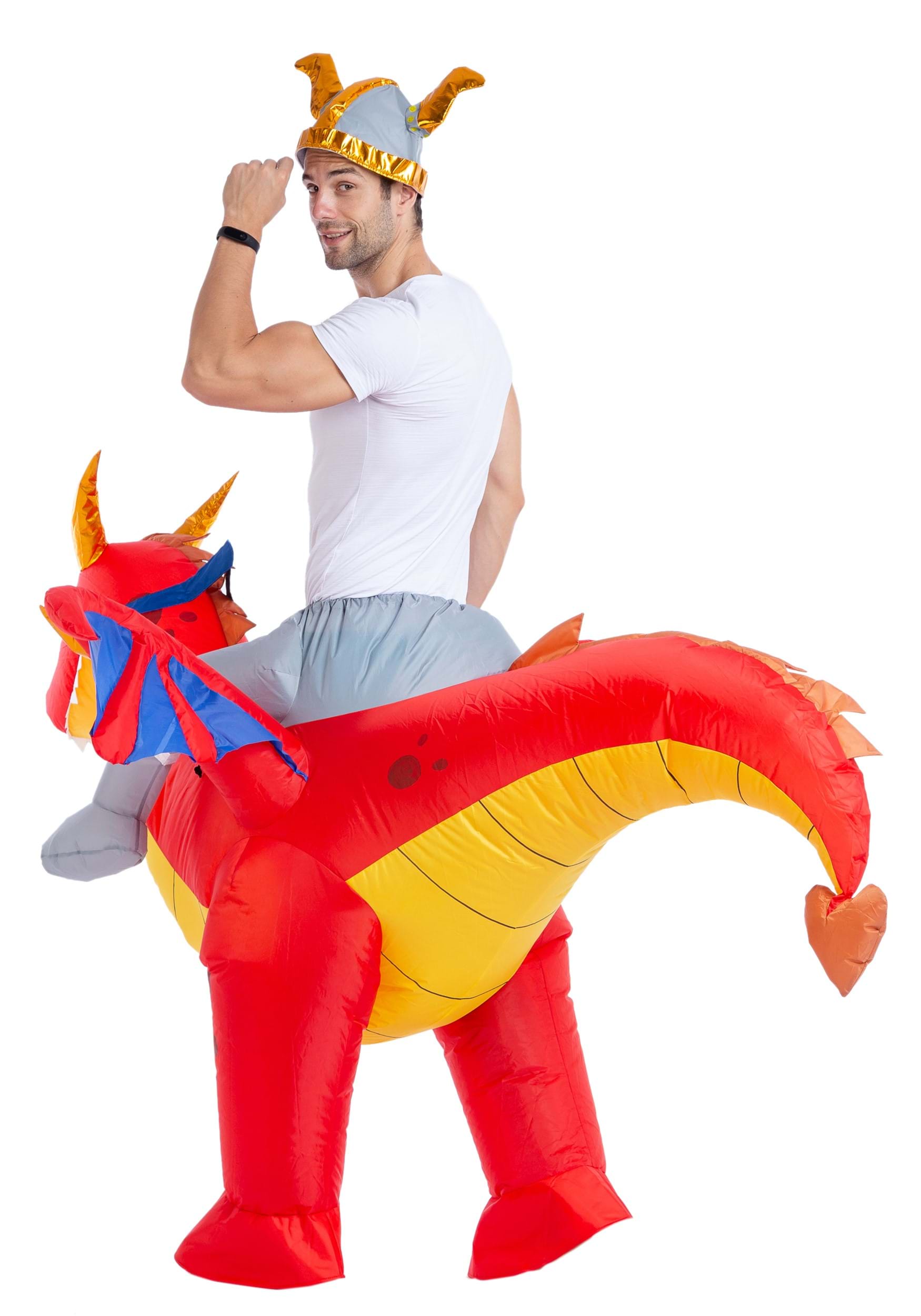 Inflatable Adult Riding-A-Fire Dragon Fancy Dress Costume