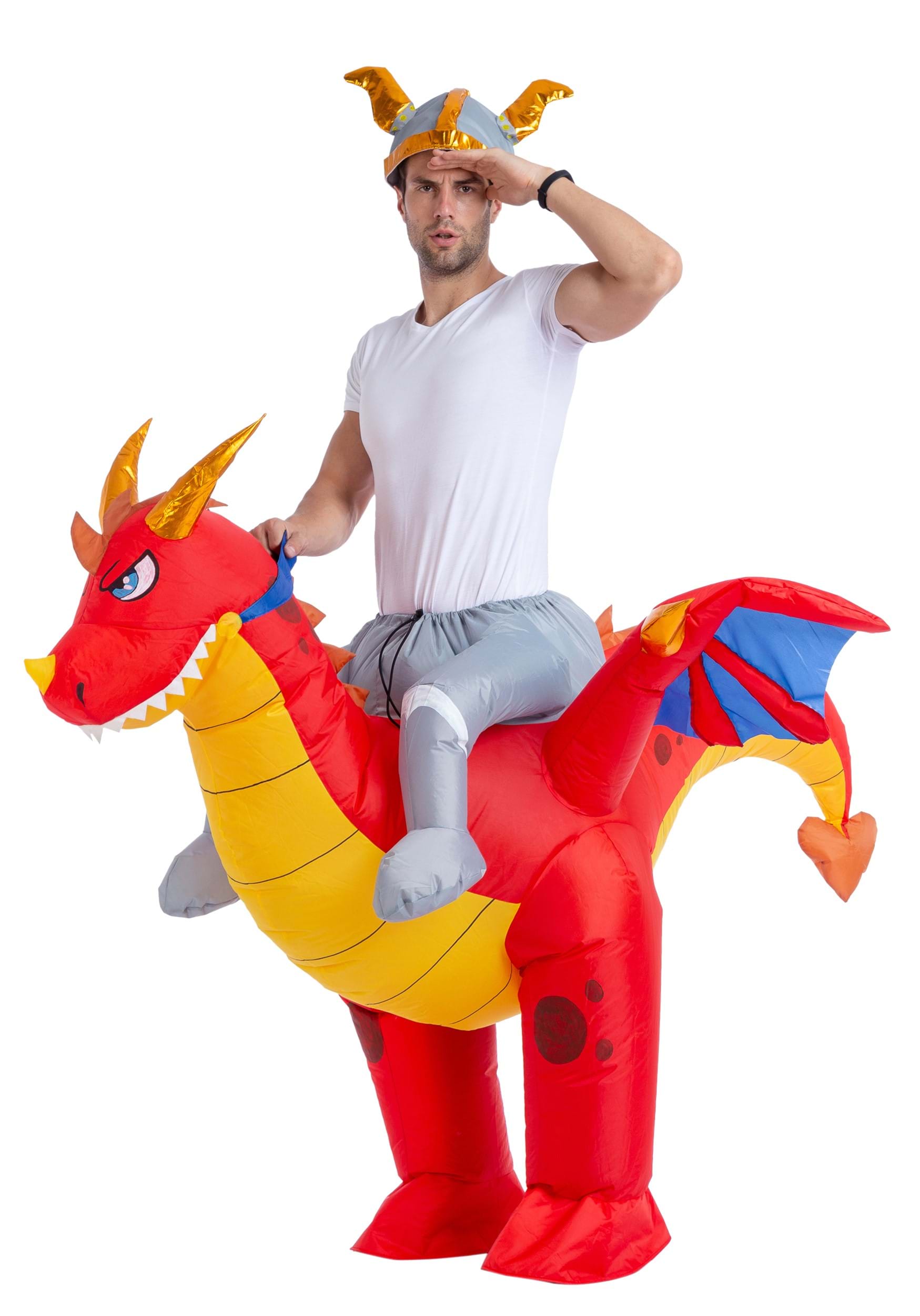 Inflatable Adult Riding-A-Fire Dragon Fancy Dress Costume