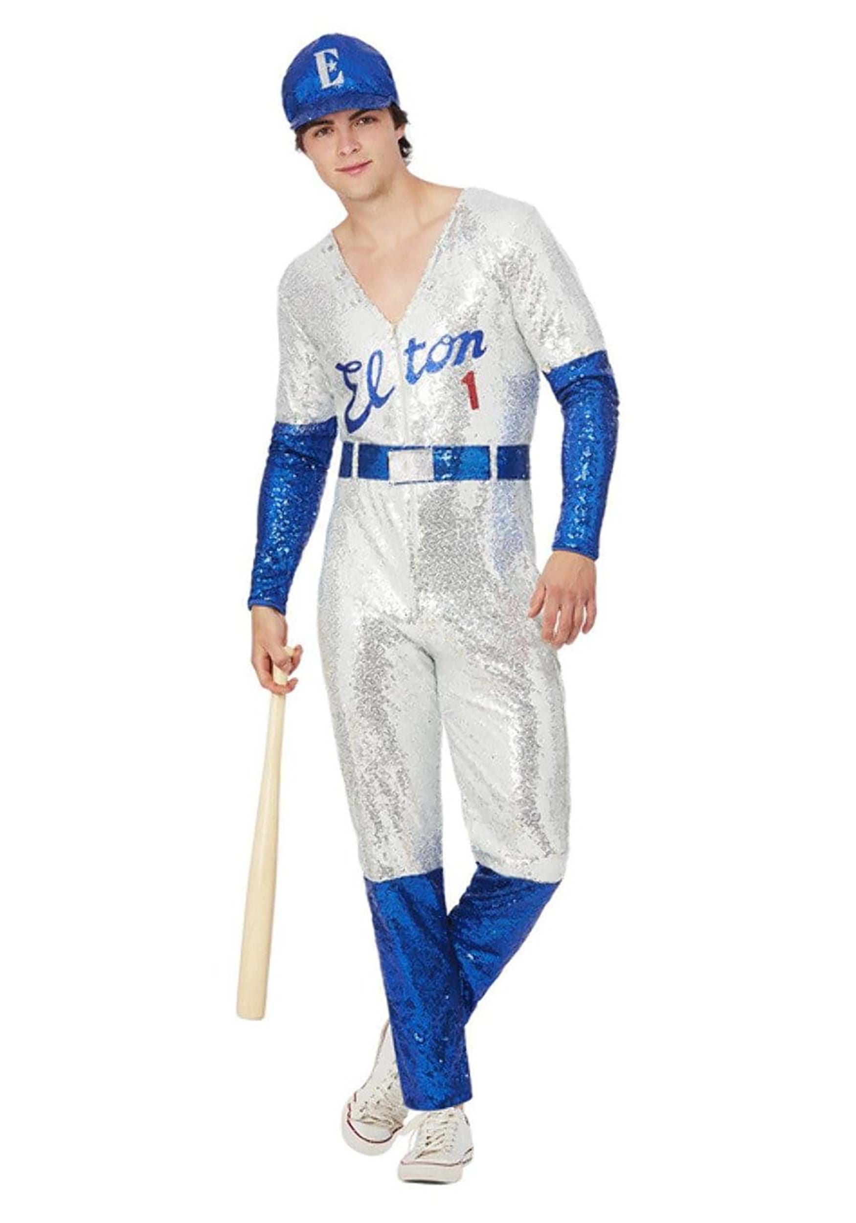 Men's Elton John Deluxe Sequin Baseball Fancy Dress Costume