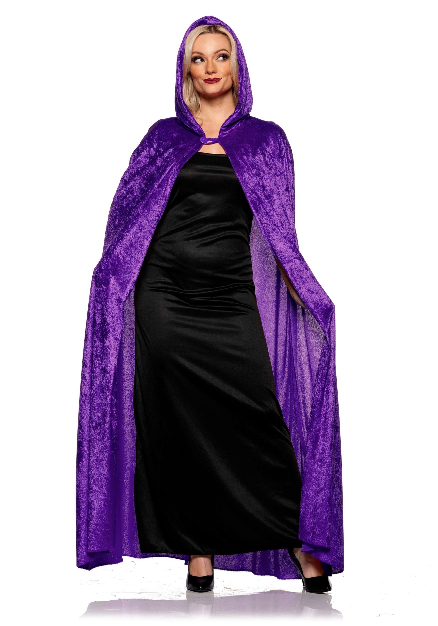 Women's Long Purple Fancy Dress Costume Cloak