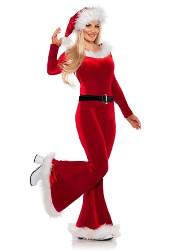 Womens Flare Santa Jumpsuit Costume