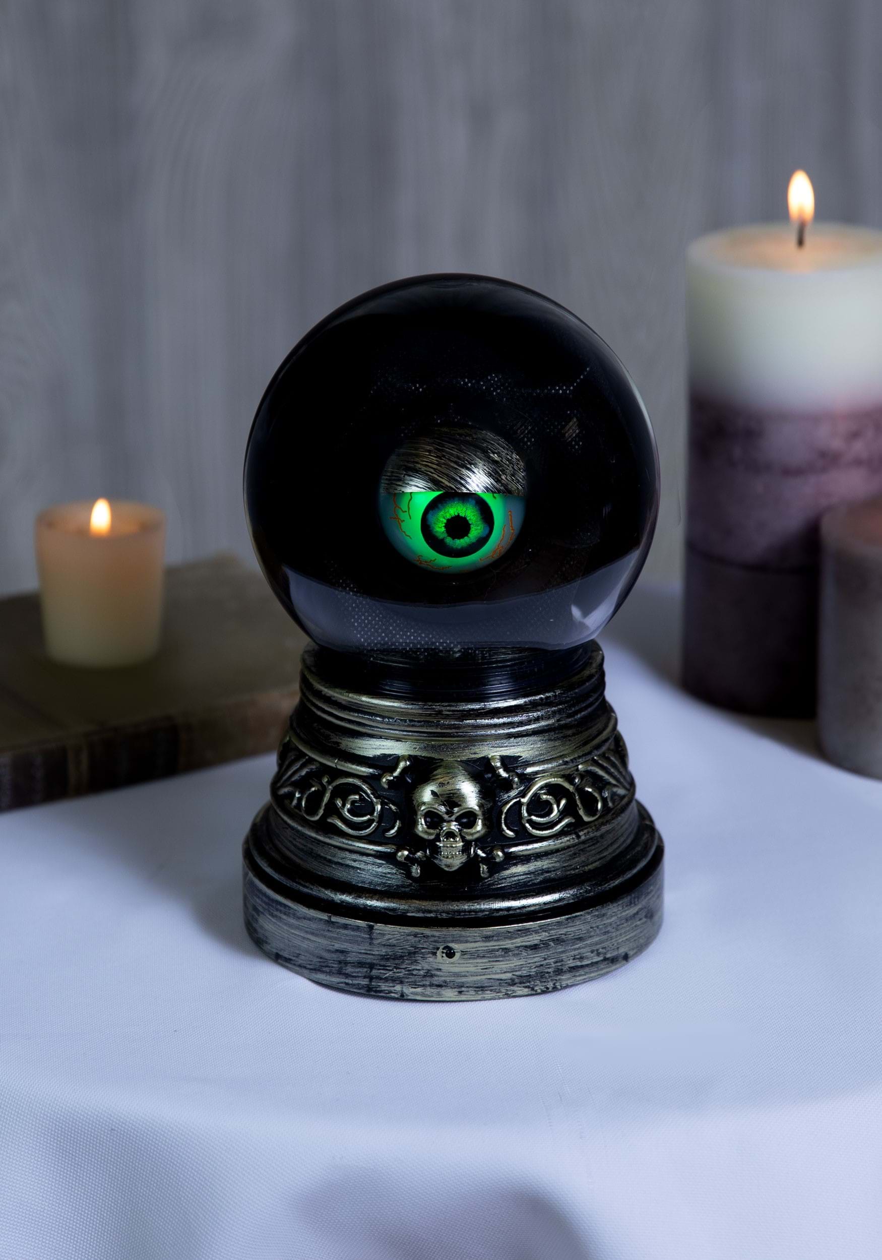 Crystal Ball with Blinking Blue Evil Eye Decoration