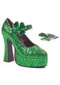 Women's Green Glitter Mary Jane Platform Shoes