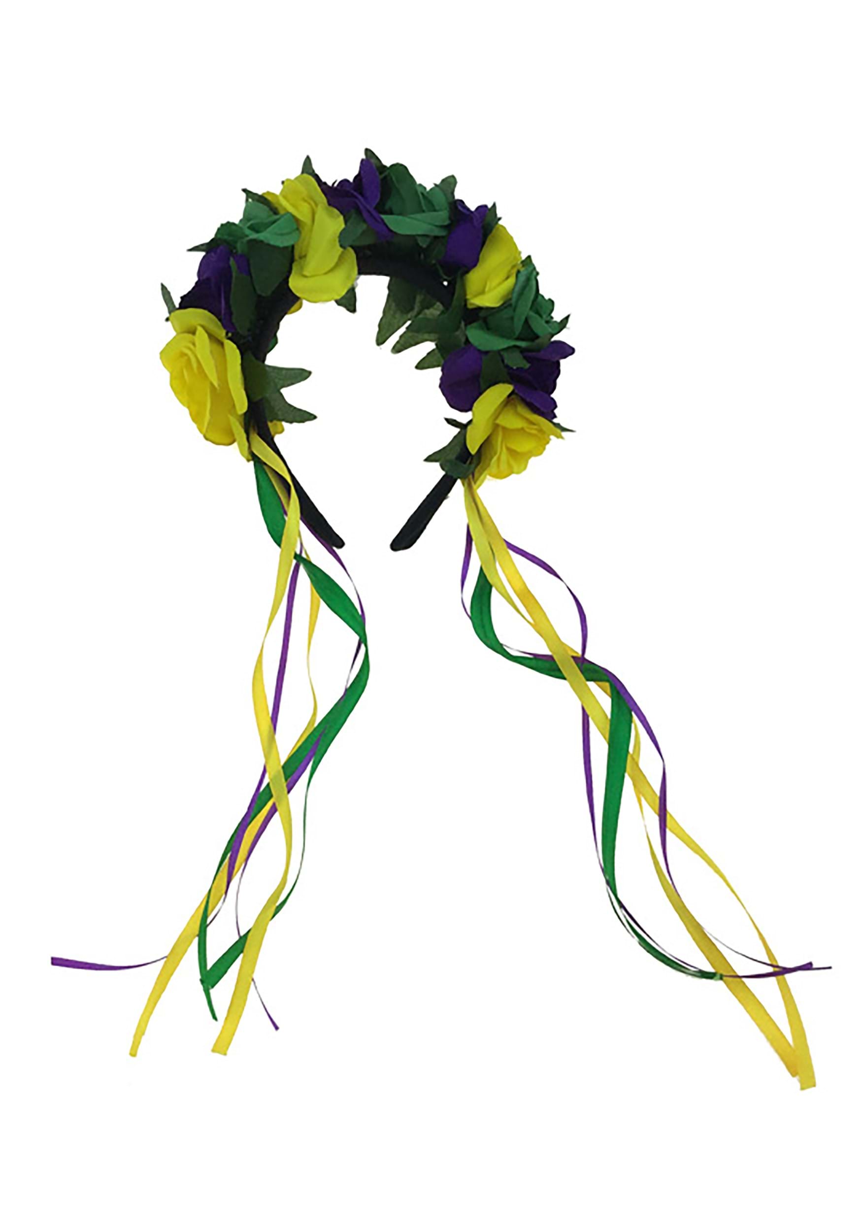 Mardi Gras Floral Crown Headband