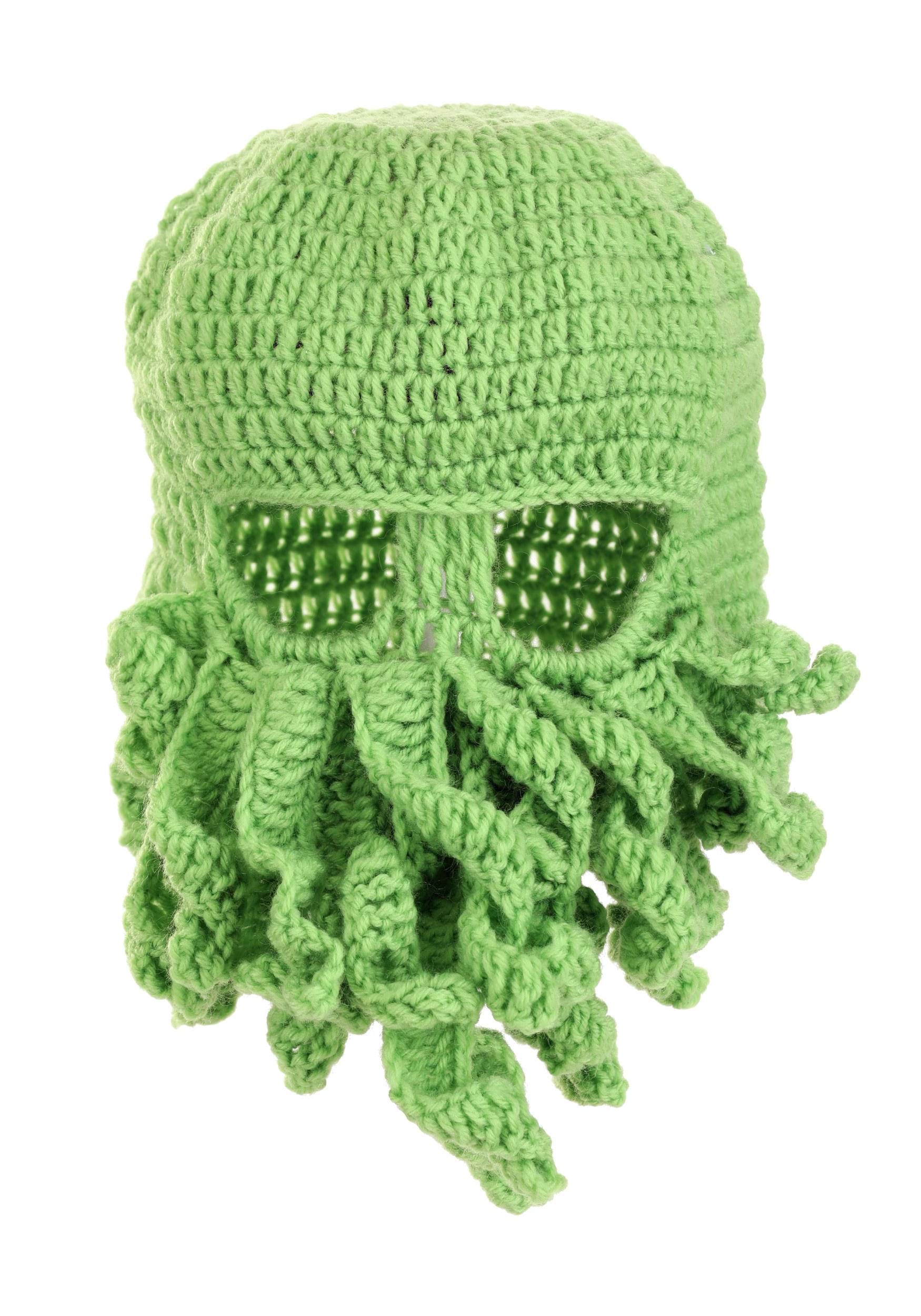 Adult Knit Green Cthulhu Beanie , Monster Fancy Dress Costume Accessories