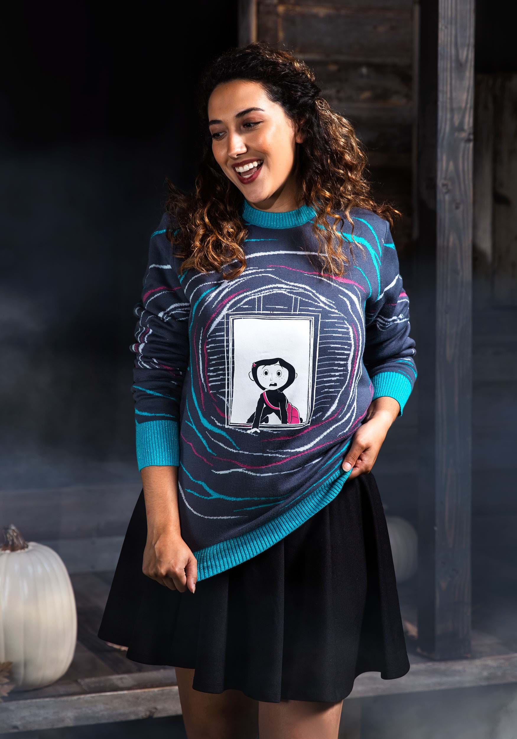 Coraline Ugly Halloween Sweater For Adults