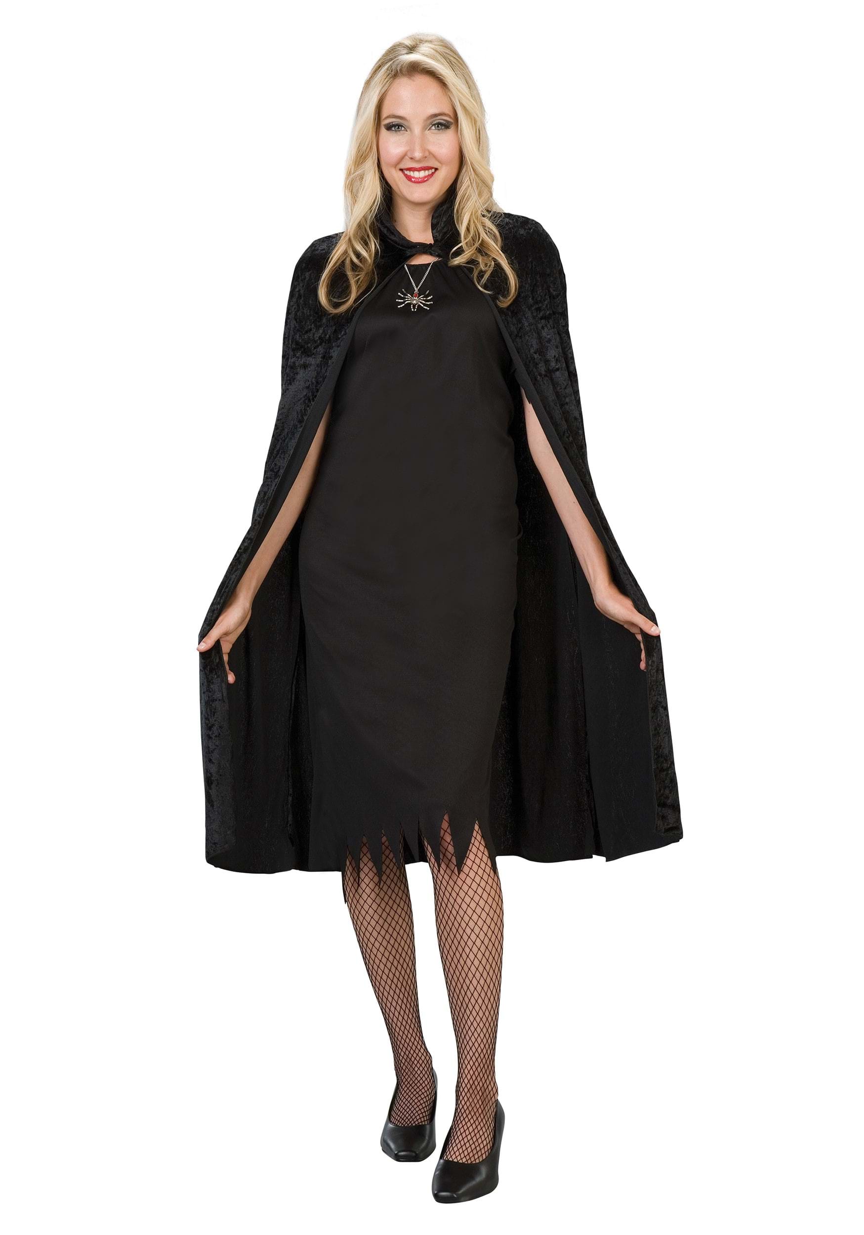 Adult Black Velveteen Fancy Dress Costume Cape , Black Halloween Capes