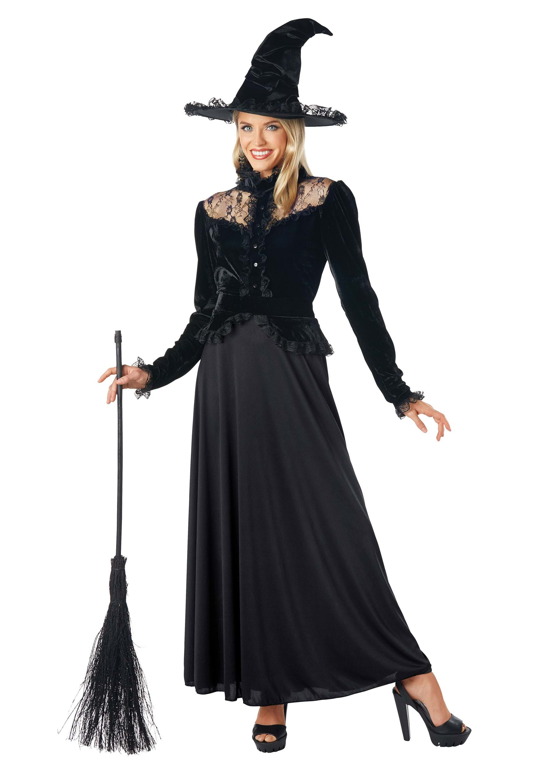 Women's Classic Black Witch Fancy Dress Costume Dress , Witch Fancy Dress Costumes