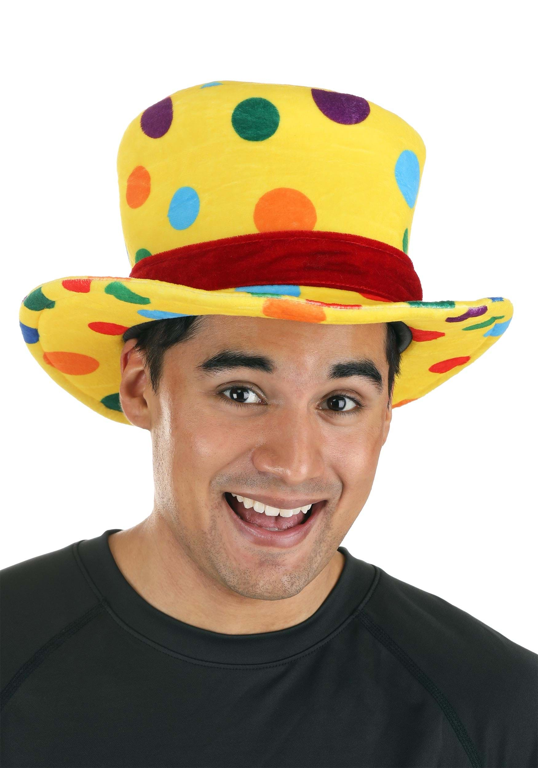 Yellow Clown Adult Top Hat , Clown Accessories