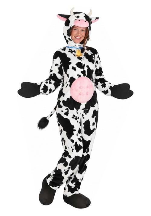 Adult Deluxe Plush Spotted Cow Costume New Main