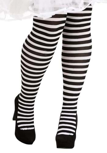 Womens Plus Size Black White Striped Tights