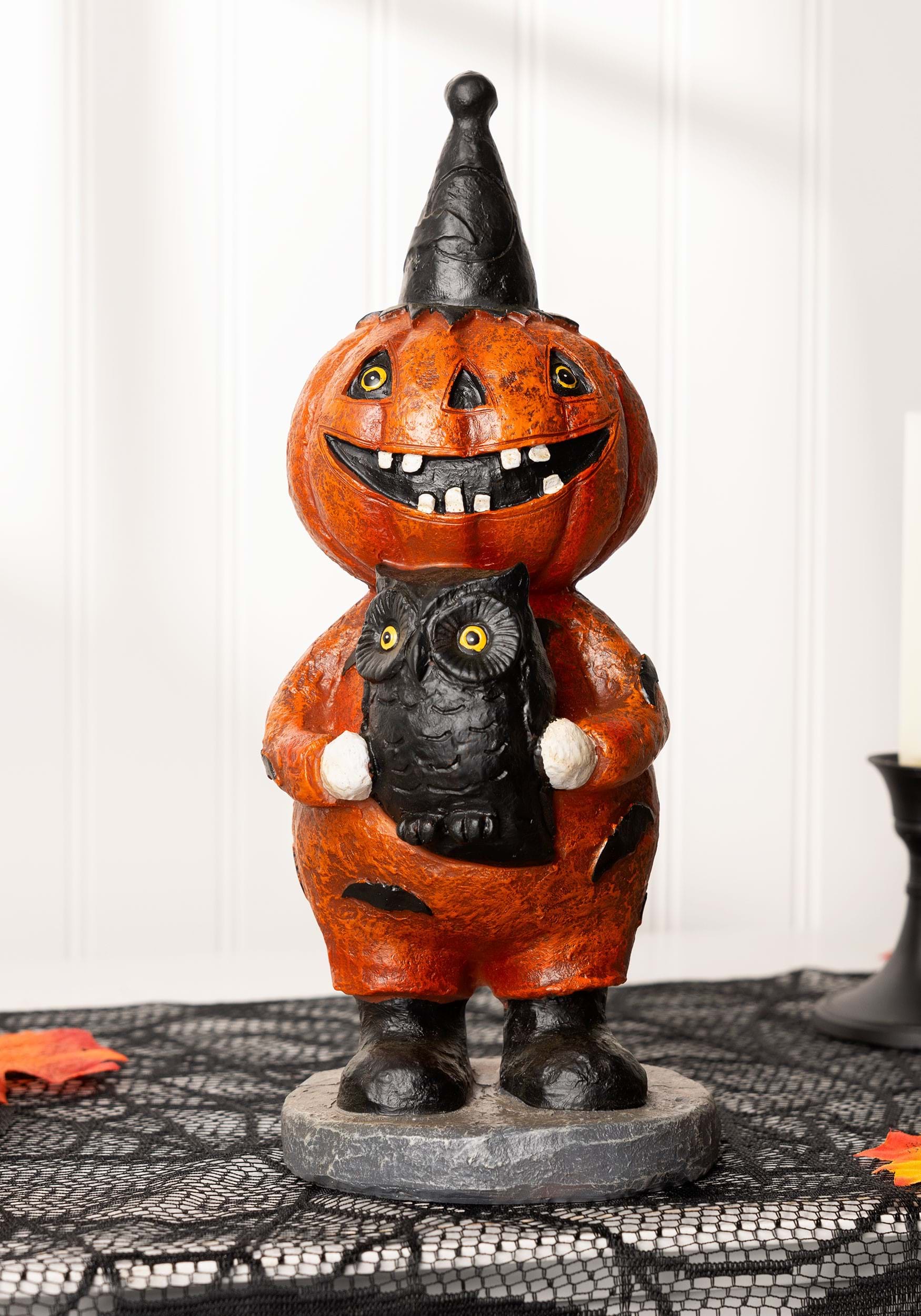 11.25 Inch Jack O Lantern With Owl Decoration , Halloween Home Decorations